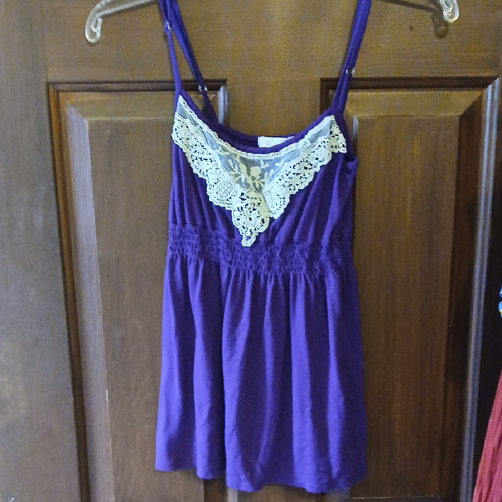 dELiA*s Purple Smocked Camisole with Bib Collar